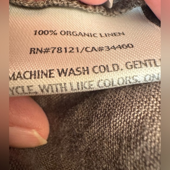 ORGANIC LINEN EILEEN FISHER Women’s SZ L Anorak Jacket Button Pockets Hood Brown - Picture 13 of 17